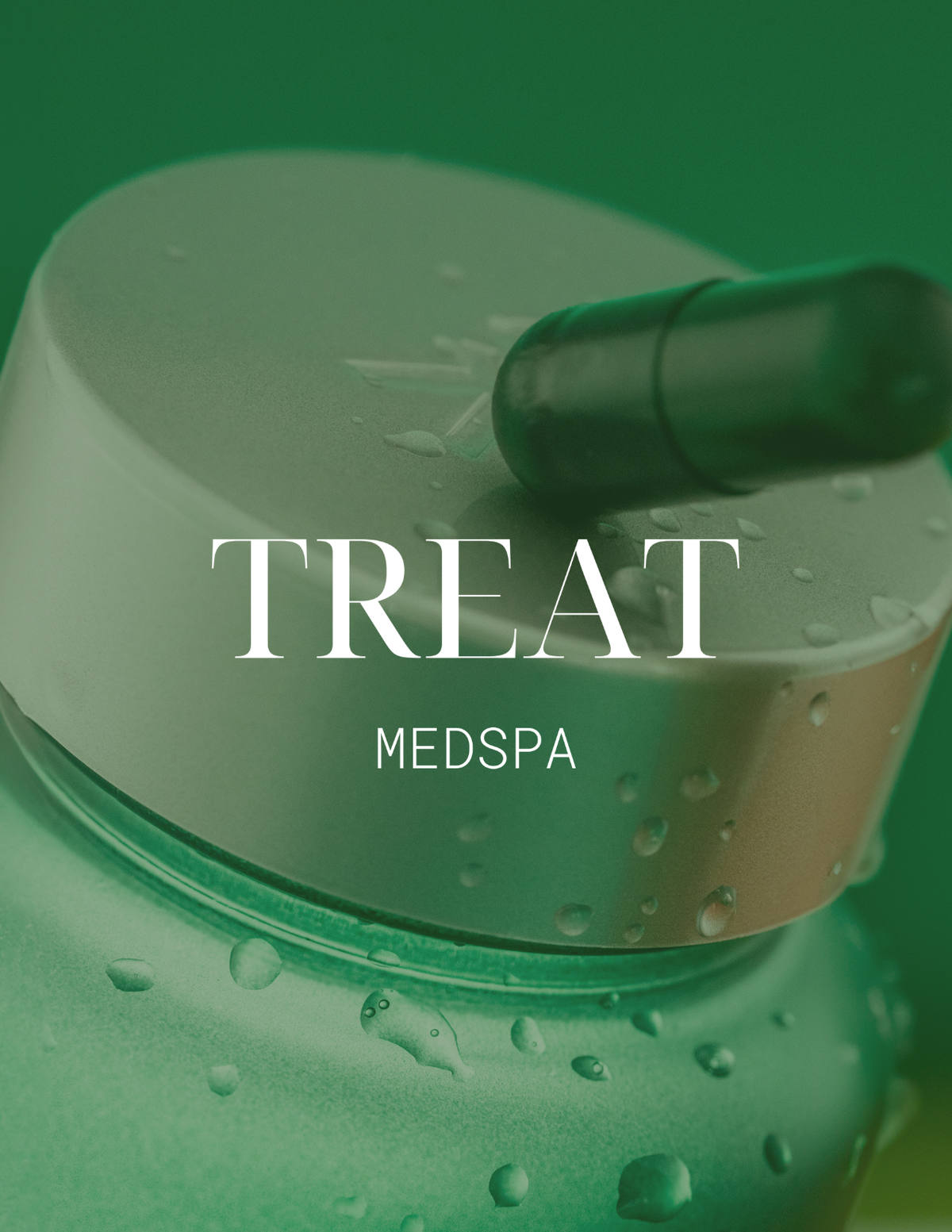 TREAT Medspa log of a green image of a vitamin jar and green pill