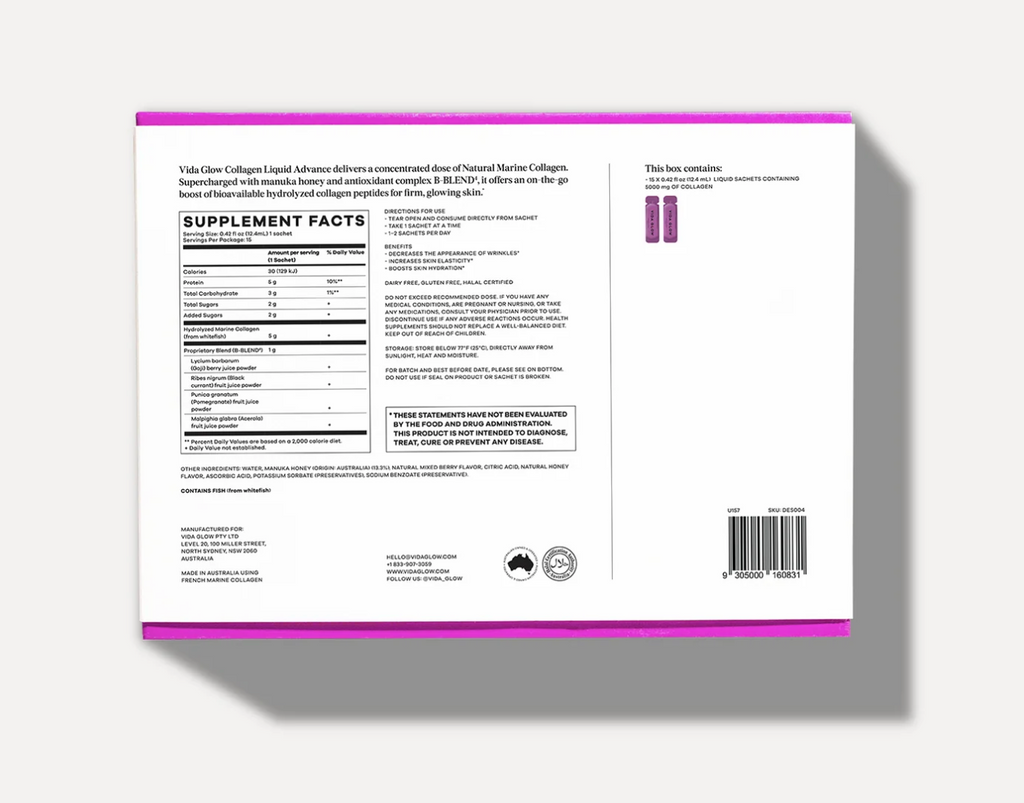 VIDA GLOW - COLLAGEN LIQUID ADVANCE LIQUID COLLAGEN SUPPLEMENT - MIXED BERRY