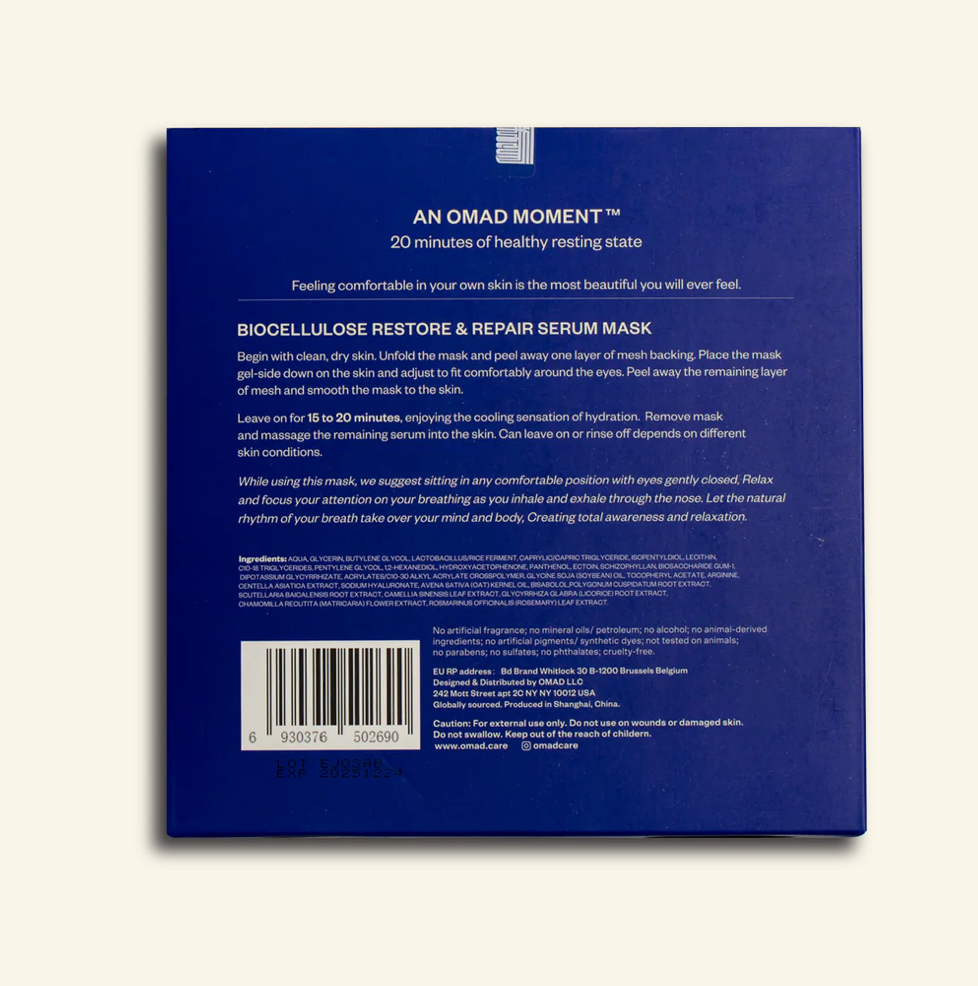 OMAD BIO CELLULOSE RESTORE & REPAIR SERUM MASK - BOX OF 4 MASKS